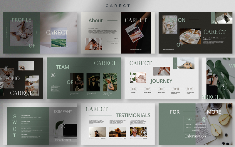Carect - Modern Sage Corporate Business Presentation PowerPoint Template