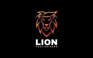 Lion Line Art Gradient Logo