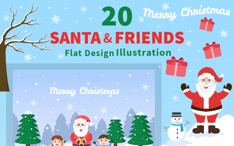 20 Christmas Background, Santa Claus Vector Illustration