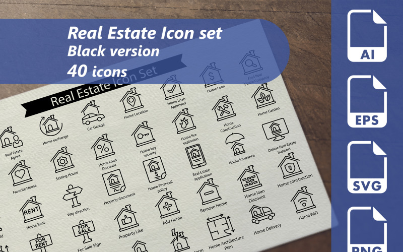 Real Estate Line Icon Set