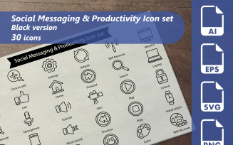 Social Messaging And Productivity Line Icon Set