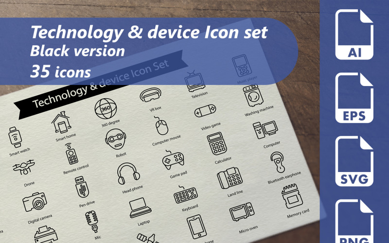 Technology And device Line Icon Set