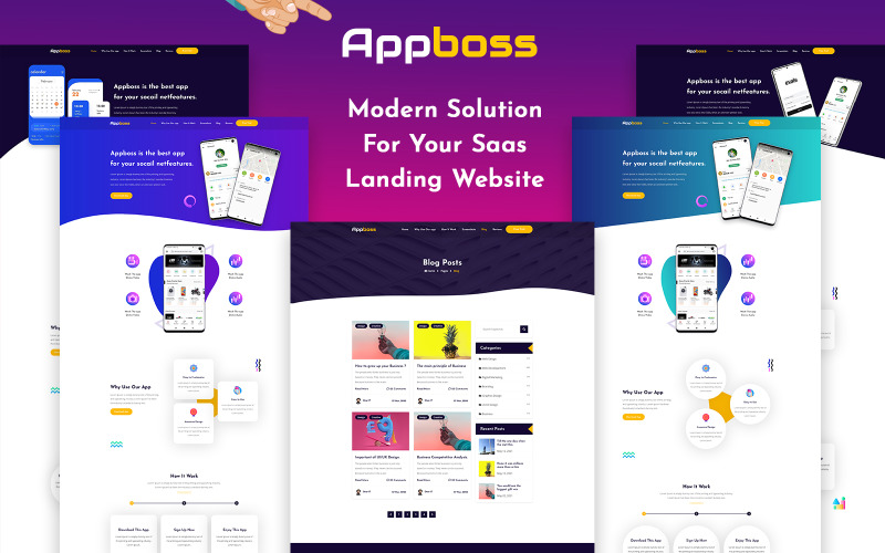 Appboss - App Landing Page HTML Template Landing Page Template