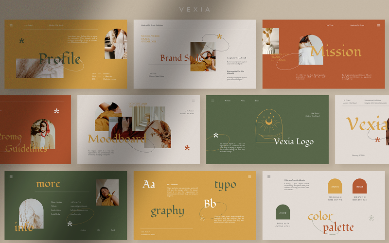 Vexia - Modern Chic Brand Guideline PowerPoint Template