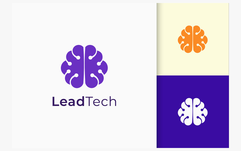 Genius or Smart Logo in Brain Shape Logo Template
