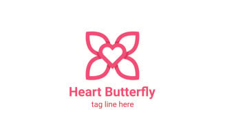 Heart Butterfly Logo Template