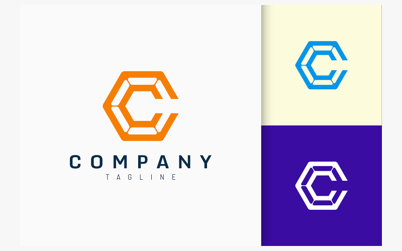 Hexagon Modern Logo Represent Technology Logo Template