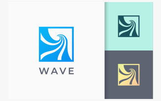 Ocean Wave or Surf Logo in Square