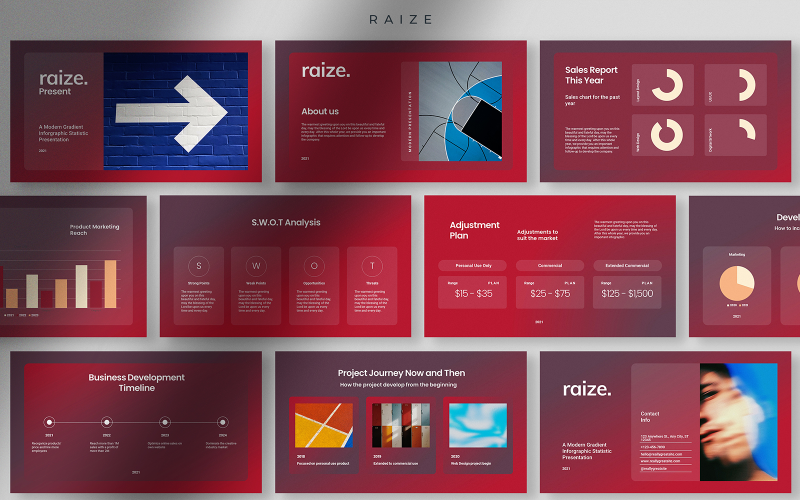 Raize - Gradient Infographic PPT PowerPoint Template