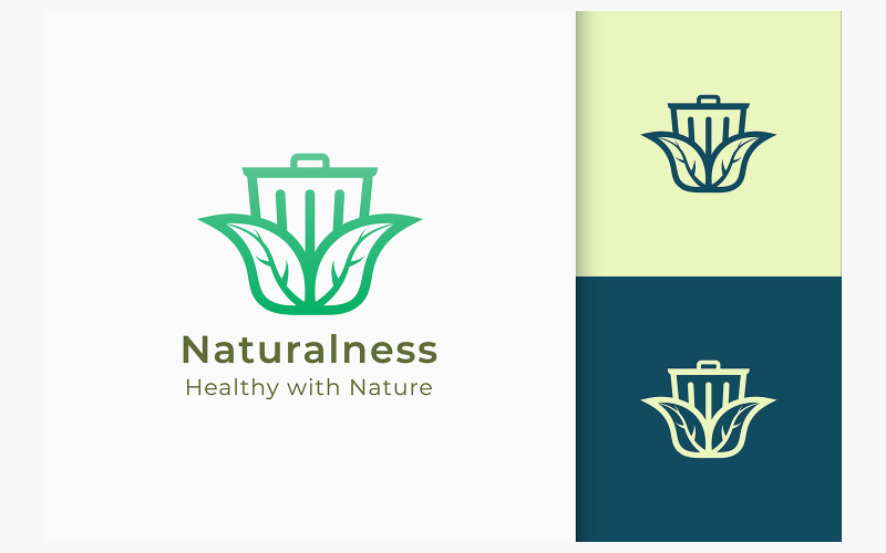 Reuse or Recycling Logo in Leaf Trash Logo Template
