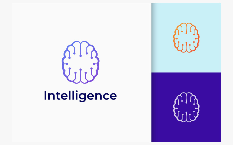 Technology Science Logo in Brain Shape Logo Template