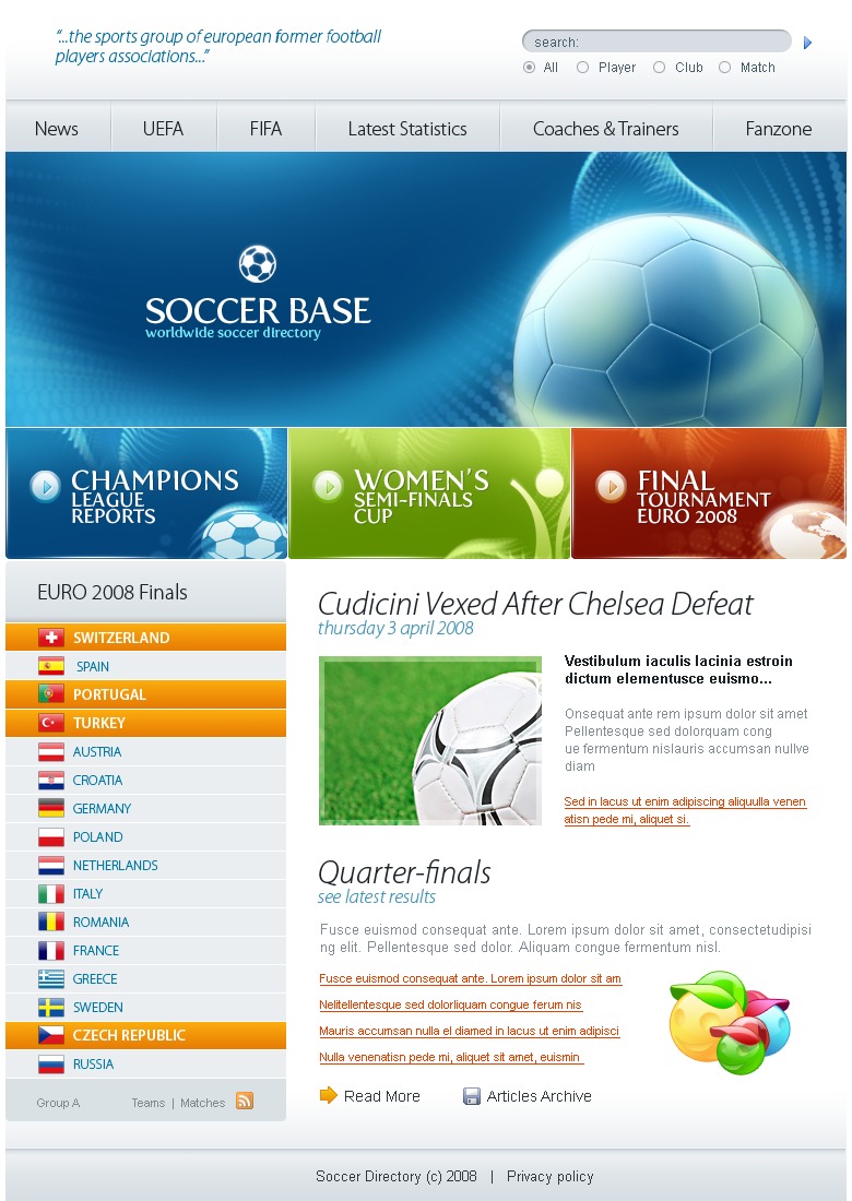 Soccer Website Template #19453