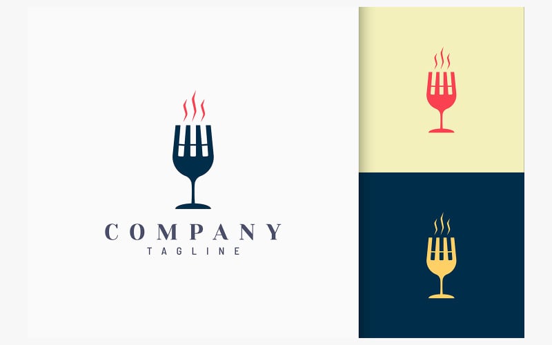Cafe Logo in Cigarette and Wineglass Logo Template