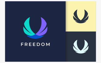 Wing Logo Represents Freedom in Simple Shape