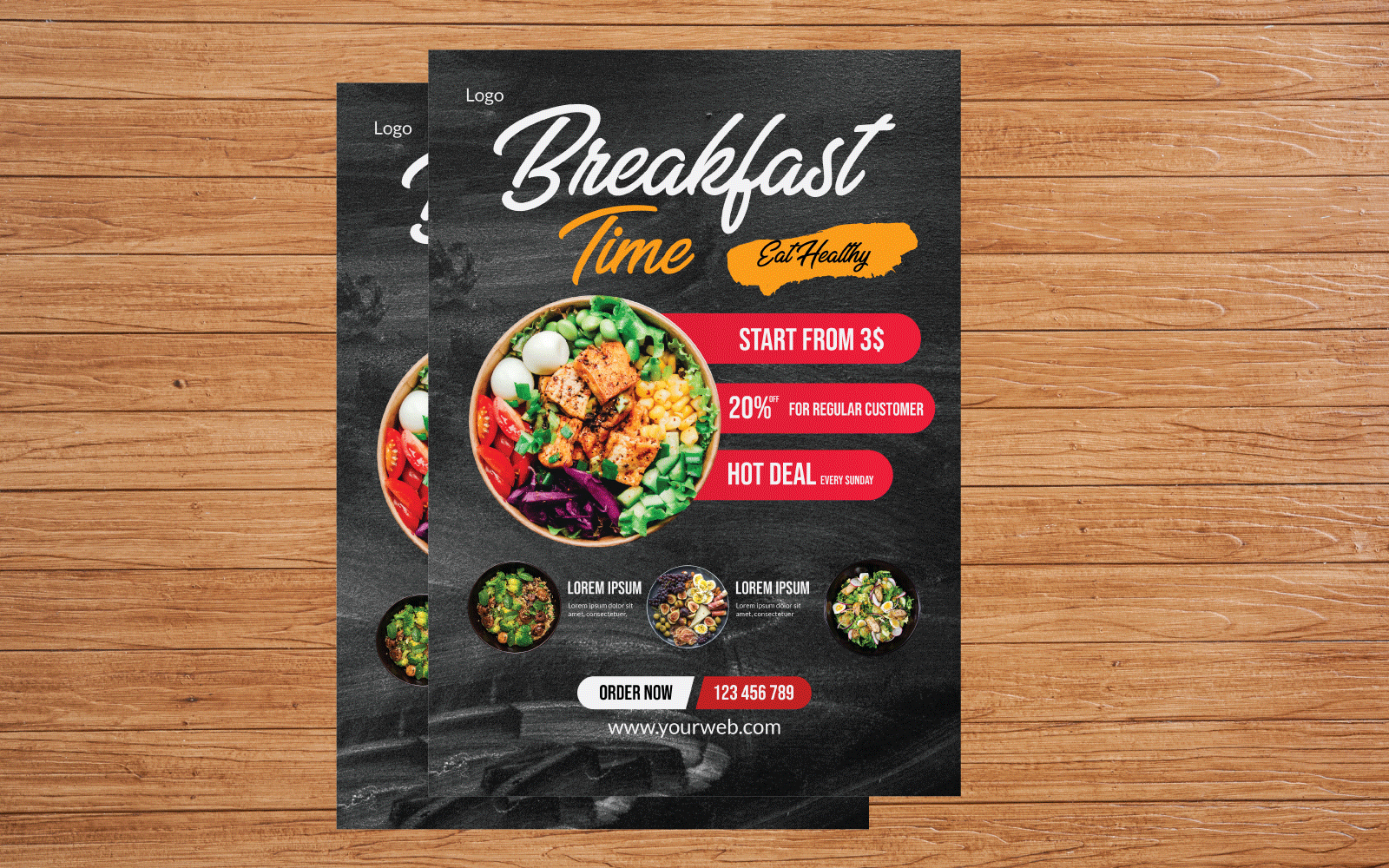 Conception de modèle de flyer de restaurant délicieux
