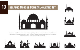10 Islamic Mosque Dome Silhouette Set