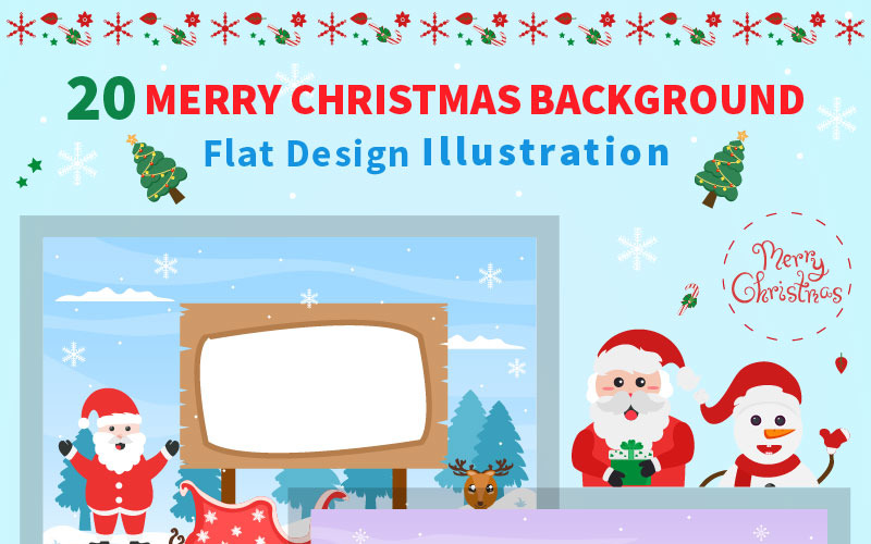 20 Merry Christmas With Santa Claus Background Vector Illustration
