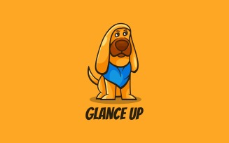 Puppy Glance up Cartoon Logo