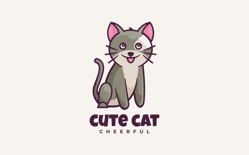 Cute Cat Cartoon Logo Style Logo Template