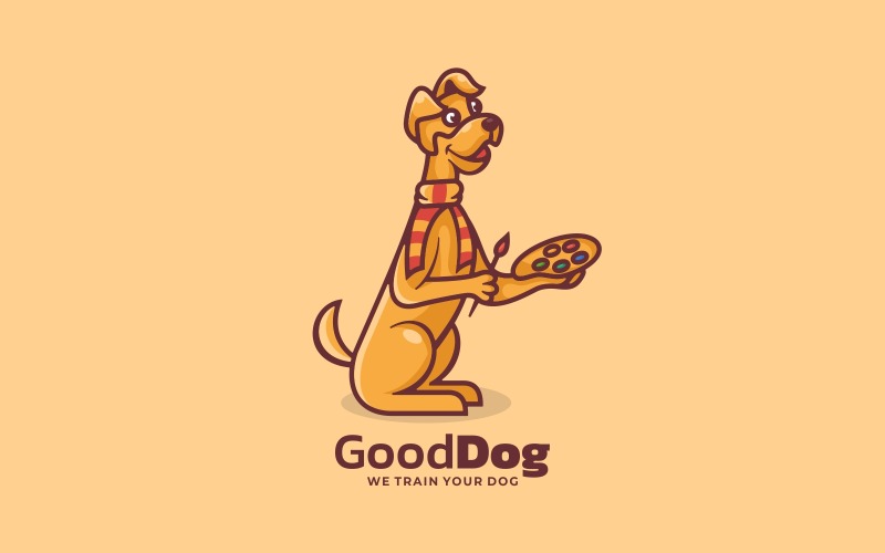Dog Painting Cartoon Logo Logo Template