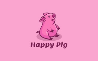 Happy Pig Mascot Cartoon Logo