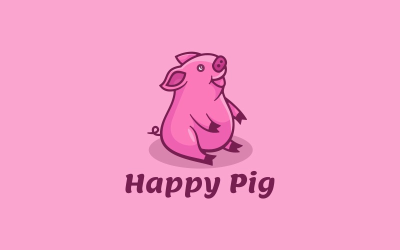 Happy Pig Mascot Cartoon Logo Logo Template
