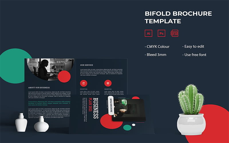 Business Plant 2021 - Bifold Brochure Template Corporate Identity