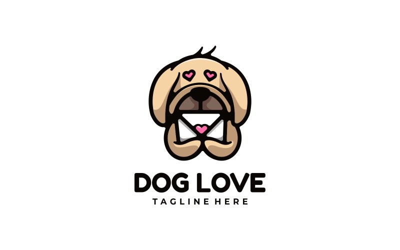 Dog Love Mascot Cartoon Logo Logo Template