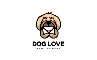 Dog Love Mascot Cartoon Logo