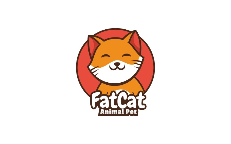 Fat Cat Mascot Cartoon Logo Logo Template