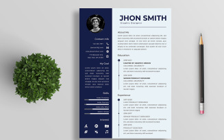 CV / Resume Template - Stylish Nevi Blue Resume Design Sample