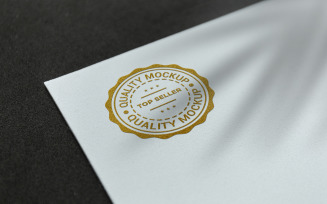 Gold Logo Mockup on White Paper with Palm Shadow