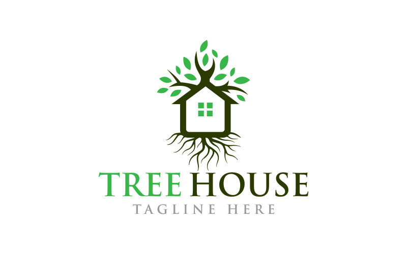 Tree House Eco Home Real Estate Logo Logo Template