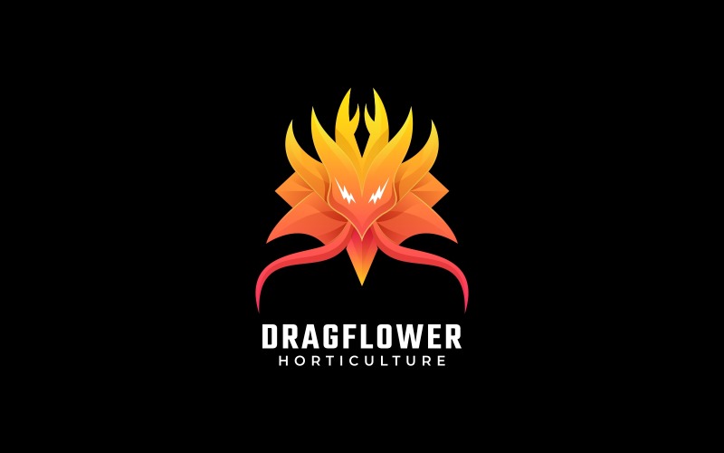 Dragon Flower Gradient Logo Logo Template