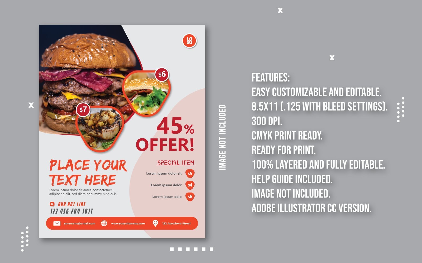 Template #194753 Flyer Restaurant Webdesign Template - Logo template Preview