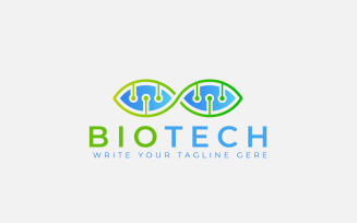 Bio Technology With DNA Concept Logo, Biology Logo Vector Design