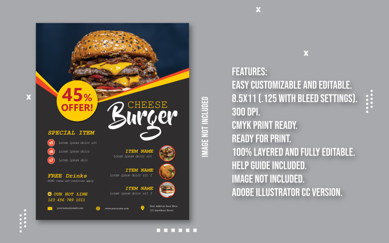 Creative Restaurants Food Promotional Vector Flyer Corporate Identity
