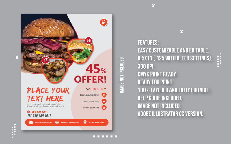 Delicious food Vector flyer design Corporate Identity
