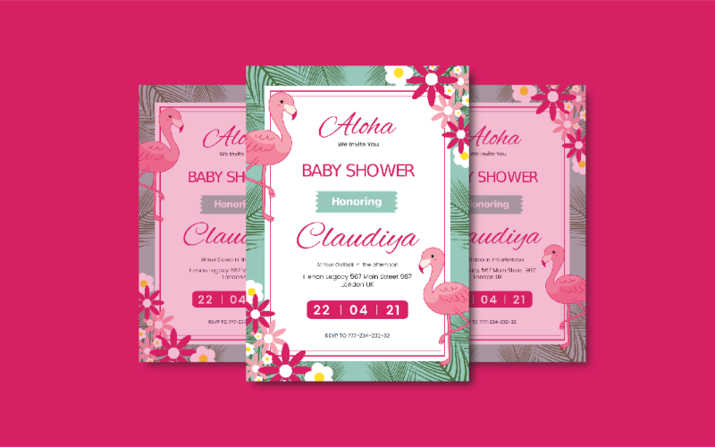 Flamingo Baby Shower Invitation Corporate Identity