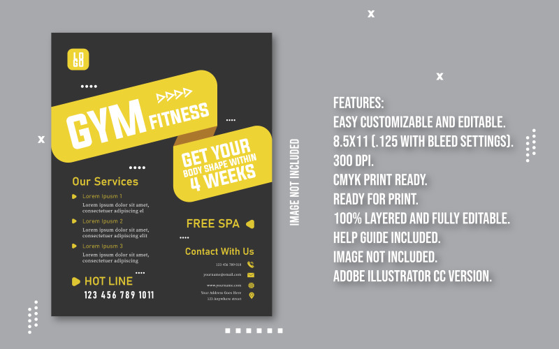 Gym Fitness promotional Ads Flyer Corporate Identity