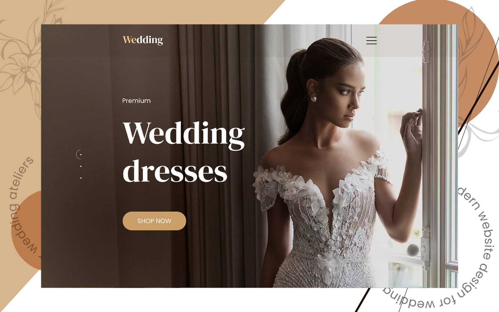 Wedding Dresses Website Desktop & Mobile Version PSD Template