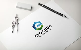 Exo Cube Letter E Professional Logo
