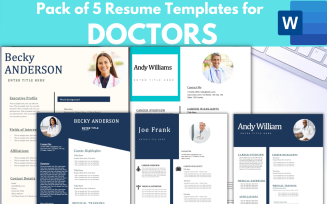 Pack of 5 Resume Templates for Doctors - Microsoft word.