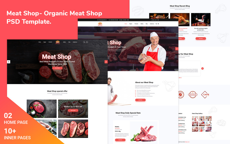 Meat shop-Organic Meat Shop Psd Template PSD Template