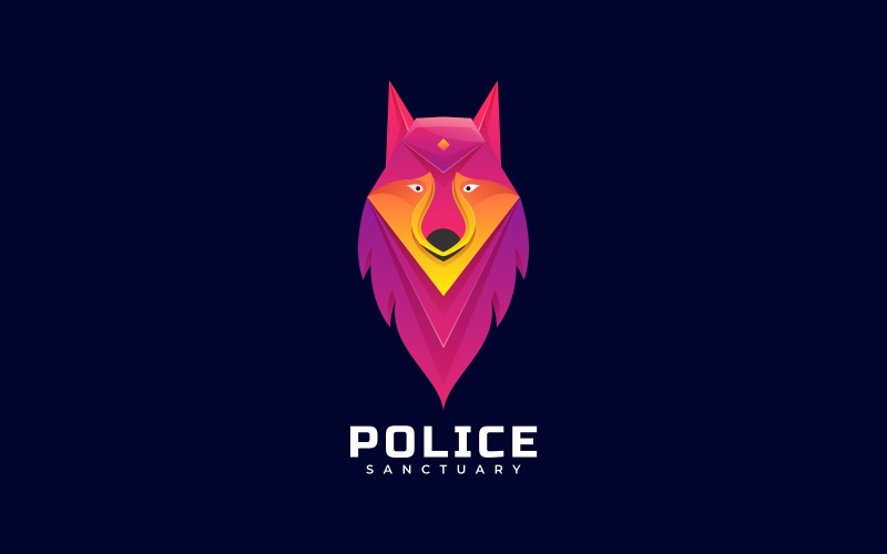 Police Wolf Gradient Colorful Logo Logo Template