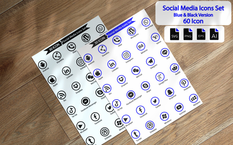 60 Premium Social Media Icons Set Icon Set