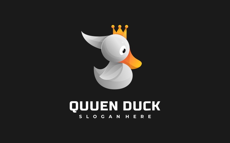Queen Duck Gradient Logo Style Logo Template