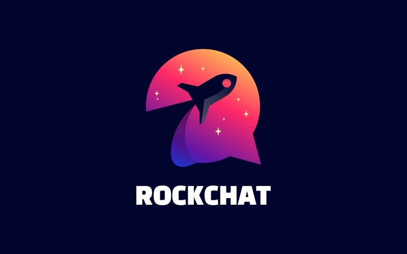 Rocket with Chat Gradient Logo Logo Template