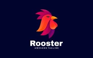 Rooster Head Gradient Colorful Logo