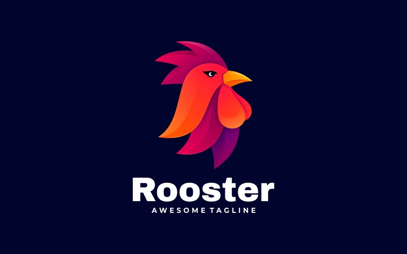 Rooster Head Gradient Colorful Logo Logo Template